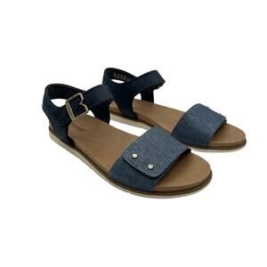 DR. SCHOLLS NICELY SUN ANKLE STRAP SANDALS OXIDE BLUE FAUX LEATHER WOMENS 9M